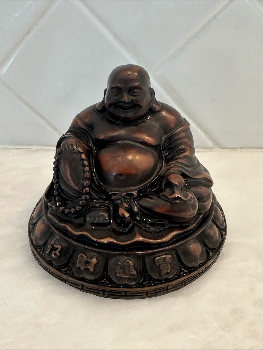 Earthbound Trading Co Laughing Buddha Resin Sculpture w/ Original Cards